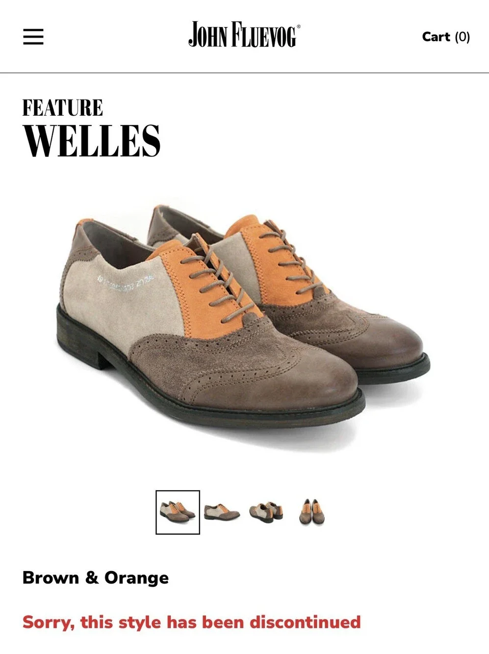 John Fluevog Welles Men's Dress Shoes Sz 12 Orange & Brown *Discontinued Style*